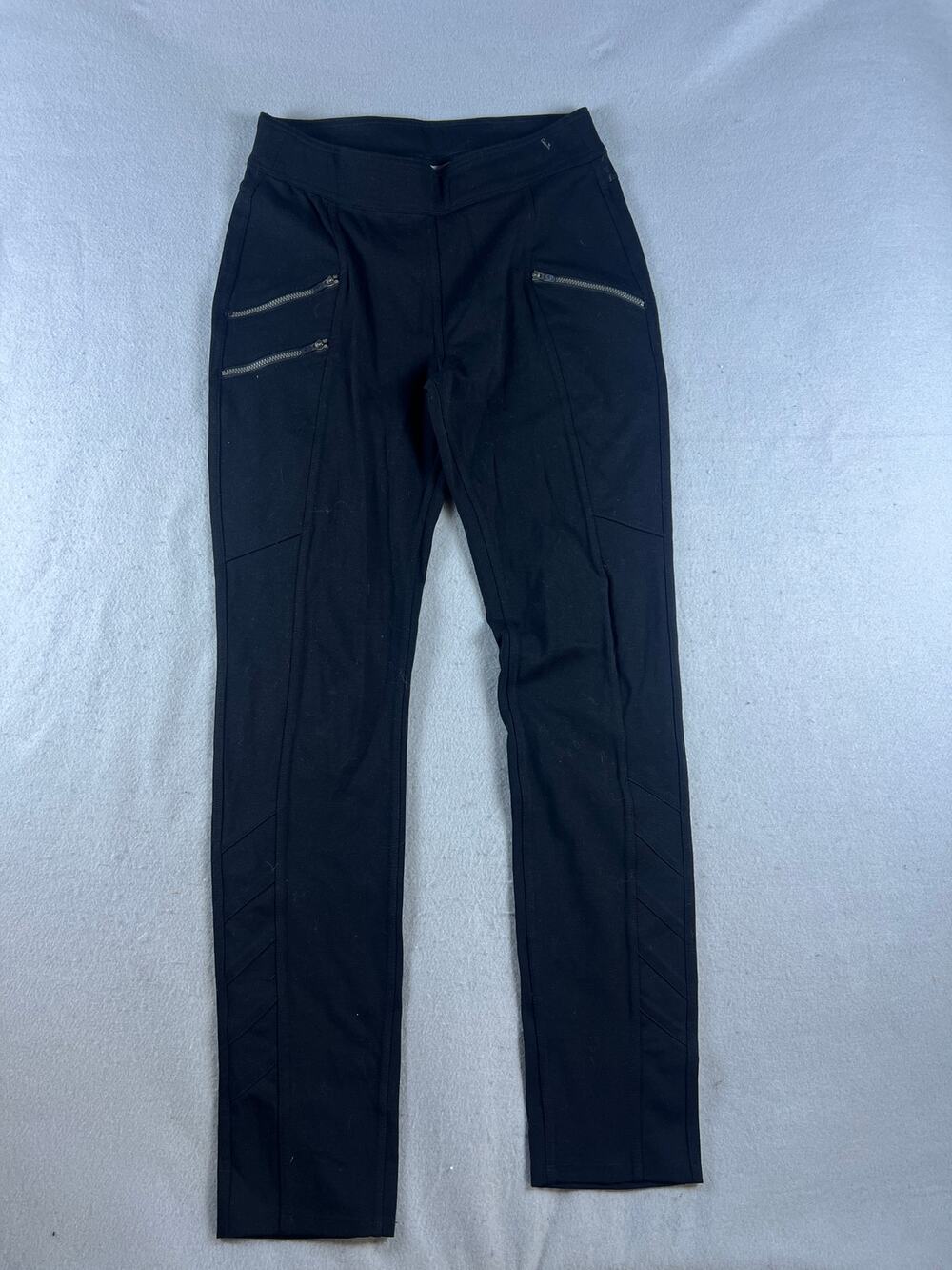 Athleta Ponte Moto Pants Womens S Black Skinny Zipped Pockets Stretch Tights